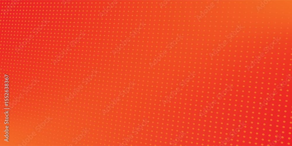 Polka dot pop art halftone pattern. Red dots on orange background