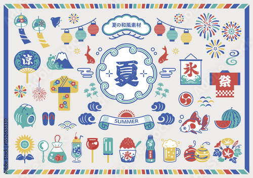 Japanese Summer Festival Icon Set