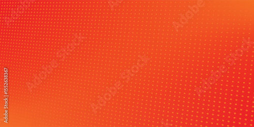 Polka dot pop art halftone pattern. Red dots on orange background