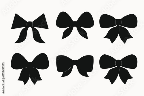 Collection of Elegant Black Bow Silhouettes Perfect for Design Projects