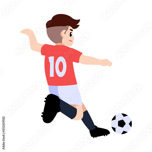 A soccer player about to kick the ball