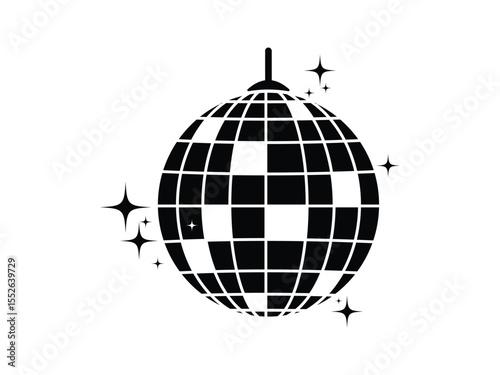 Disco ball with stars icon, disco ball sign – stock vector