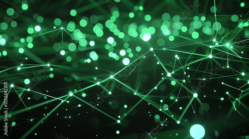 Glowing green network. Futuristic technology concept. 3D rendering.