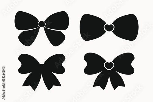 Elegant Black Bow Icons A Collection of Simple Bow Designs for Decoration