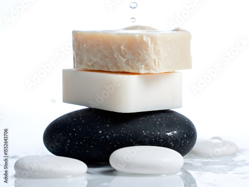 Natural soap bars and stones for spa and wellness