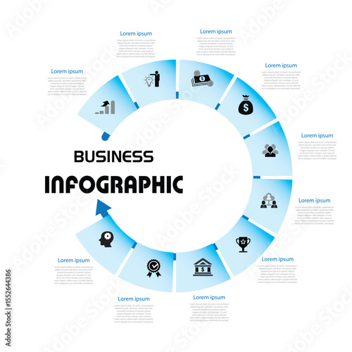 Wallpaper Mural Circular business infographic with clean layout and modern icons. Perfect for presenting step-by-step processes, data analysis, and strategic concepts in a visual format. Torontodigital.ca