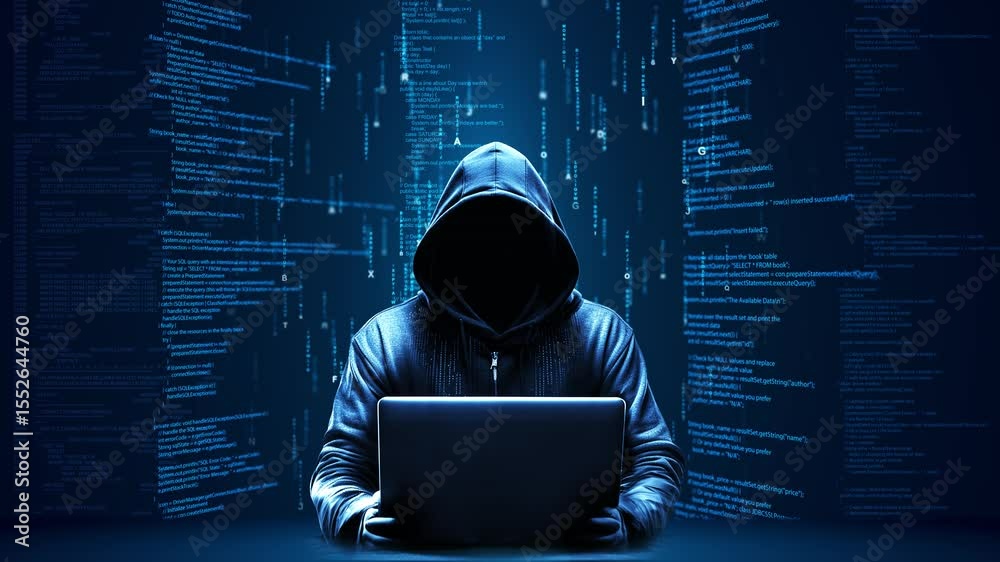 Hacker stealing password identity internet of things cyber security protection private server database hacker background. Cyber crime, digital system security, malware virus alert, fraud ddos attack.