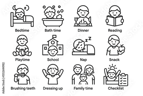 Daily activities of children: bedtime, bath time, and school