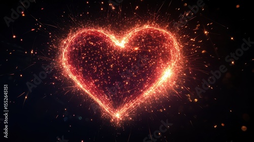 Heart Overlay. Sparkling Bright Magic Effect in Romantic Night Sky