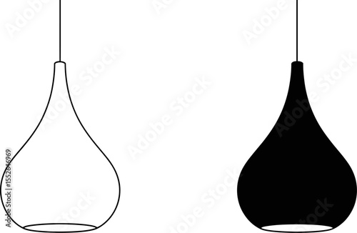 Modern pendant lighting fixtures black and white minimalist design interior home decor lamp illustration 100 editable vector illustration with png format