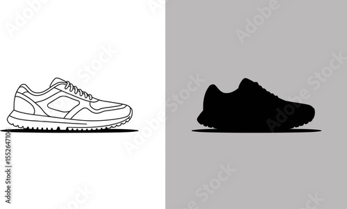 Running shoe vector illustration for sports and fitness athletic footwear design template and mockup design editable vector illustration with png format