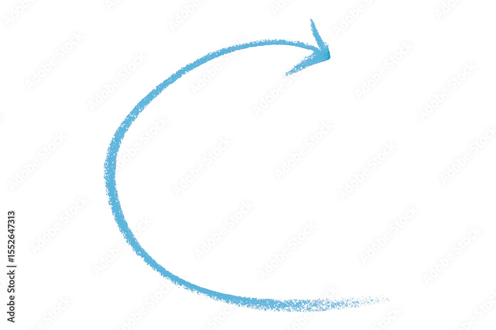 Fototapeta premium Light blue arrow symbol colored pencil isolated on transparent background