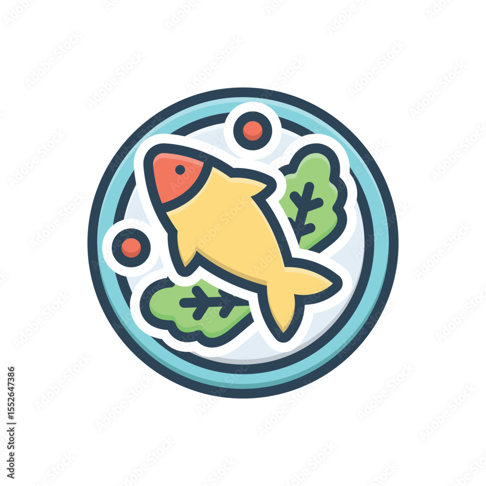 Color illustration icon for fish