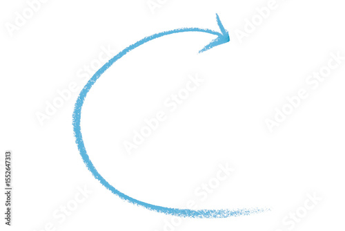 Light blue arrow symbol colored pencil isolated on transparent background