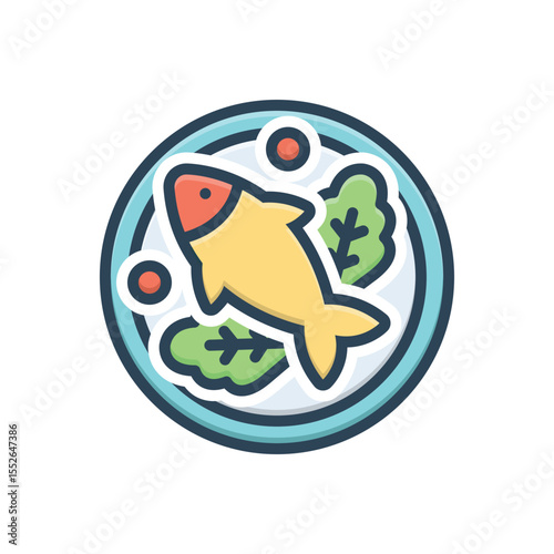 Color illustration icon for fish