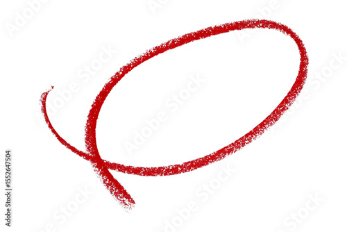 Red pencil highlight circle mark isolated on transparent background
