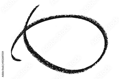 Black pencil highlight circle mark isolated on transparent background