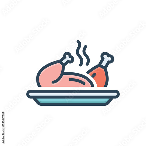 Color illustration icon for meat