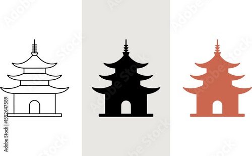Pagoda temple japanese asian architecture building traditional landmark vector illustration design icon art editable vector illustration with png format