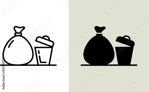 Garbage waste trash bin bag icon vector illustration for graphic design and web design symbol outline 100 editable vector illustration with png format
