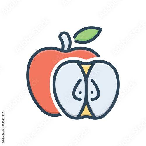 Color illustration icon for apple