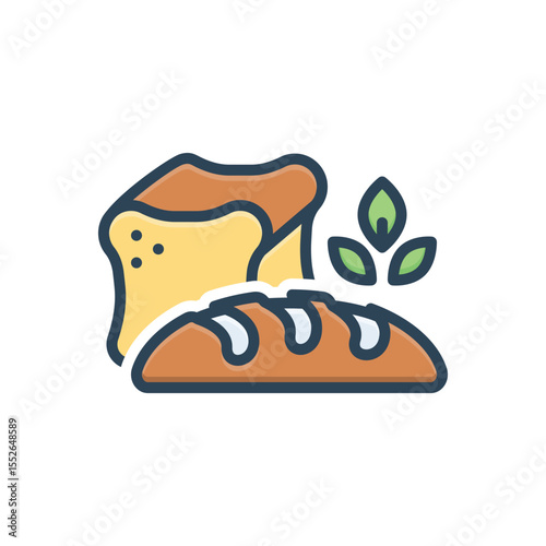 Color illustration icon for bread