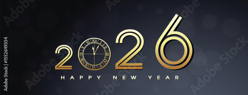2026 Happy new year banner, Happy new year vector art and illustration template poster, banner, flyer, background	