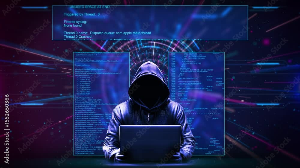 Hacker at Work Deep Dive into Code digital world surrounded by scrolling code threat in cybersecurity. online threats, network security, penetration testing, cybercrime hackers and security experts