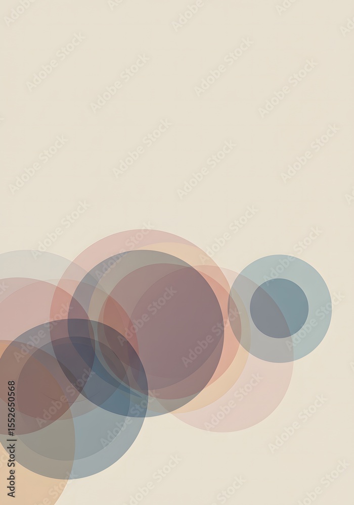 Fototapeta premium Transparent Overlapping Circles on Beige Background