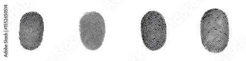 Close up view of multiple fingerprint patterns used for biometric identification and security access control systems
