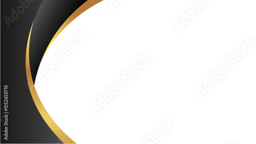 Transparent Background: Elegant abstract design with black and golden vertical curves on the left, perfect for sophisticated borders or backgrounds.

