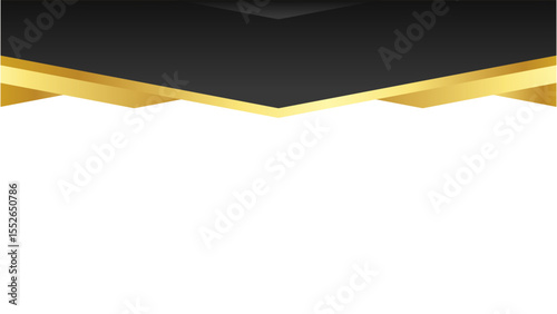 Transparent Background: Modern abstract banner with black and gold geometric shapes at the top, perfect for elegant headers or borders.

