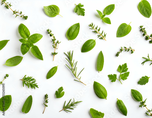 Abstract Herb Leaf Pattern An Artistic Arrangement of Fresh Greens