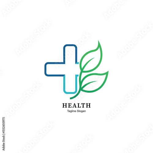 Eco Health Logo with Leaf and Cross