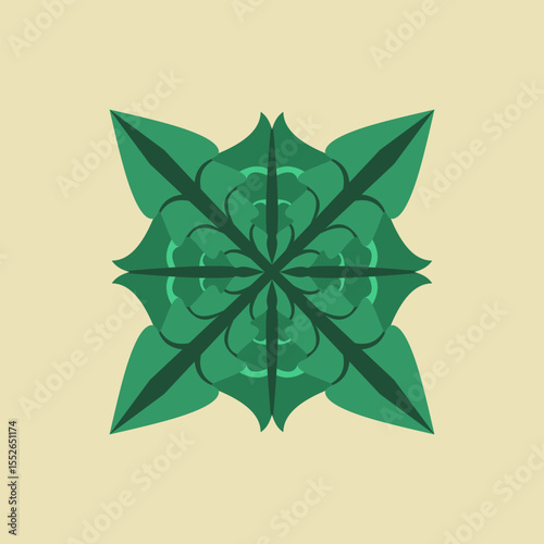 green botanical pattern, suggesting a stylized flower or mandala. for organic, nature inspired, or eco conscious designs, offering a harmonious and decorative element with rich natural tones