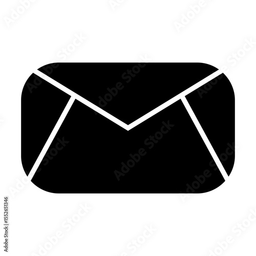 Crisp black silhouette of an envelope, a universal symbol for communication, email, and messages. Simple effective for digital interfaces, stationery designs, or conveying contact and correspondence