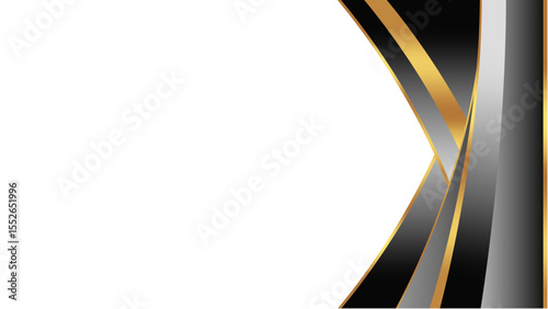 Transparent Background: Elegant abstract design with curved golden, black, and gray lines on the right, perfect for sophisticated banners or backgrounds.

