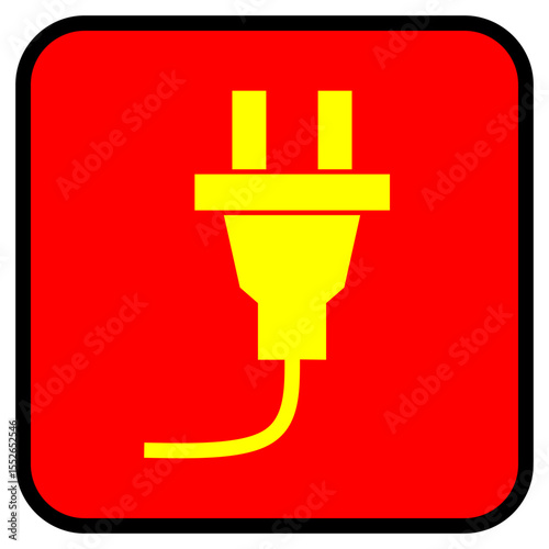 This striking red and yellow graphic of an electrical plug is ideal for illustrating power, connection, and energy. Its bold design suits warnings, safety, or technology themes