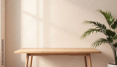Minimalist Wooden Desk Office Background