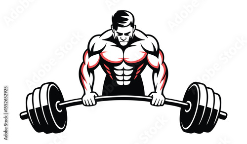 Bodybuilding and fitness concept logo, a muscular man mascot for a sports brand or gym on white background
