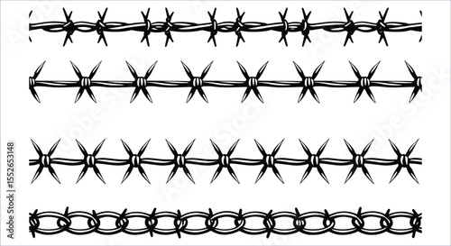 Hand Drawn Barbed Wire Vector Elements for Rustic and Dangerous Design Themes