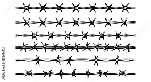 Hand Drawn Barbed Wire Vector Elements for Rustic and Dangerous Design Themes