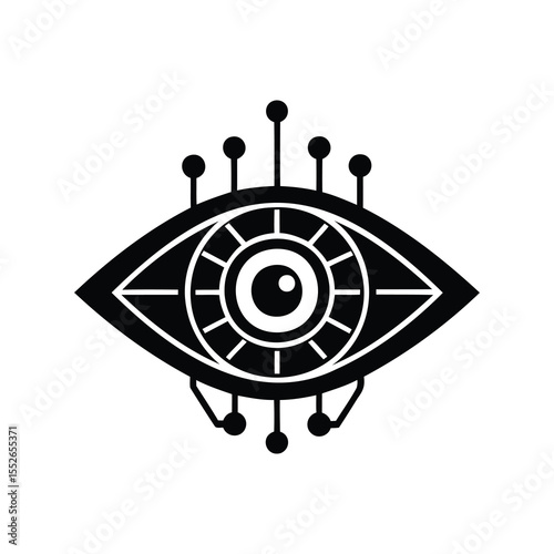 Stylized Cybernetic Eye Icon Representing Artificial Intelligence and Surveillance Technology