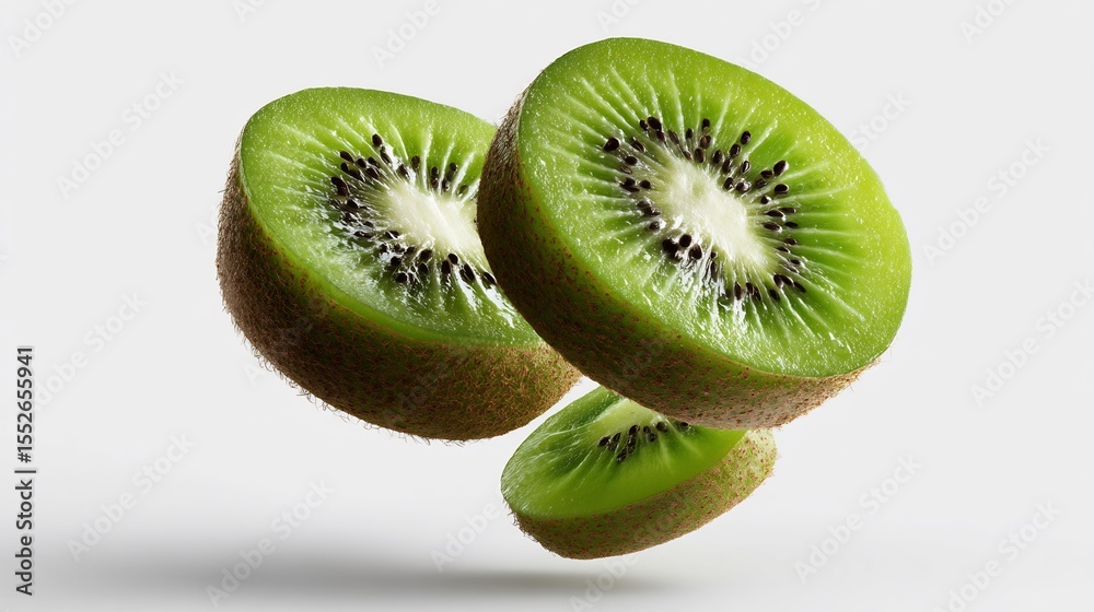 Fototapeta premium Fresh and vibrant: a close-up shot of sliced kiwis, showcasing their juicy texture