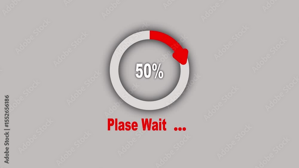 Animated neon glowing process of Please Wait animation 100%. Please wait icon. updating and downloading progress animation transfer fast to last animation. Please wait loading process