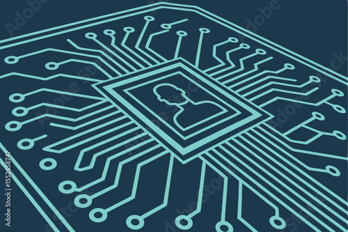 Futuristic circuit board patterns in glowing cyan