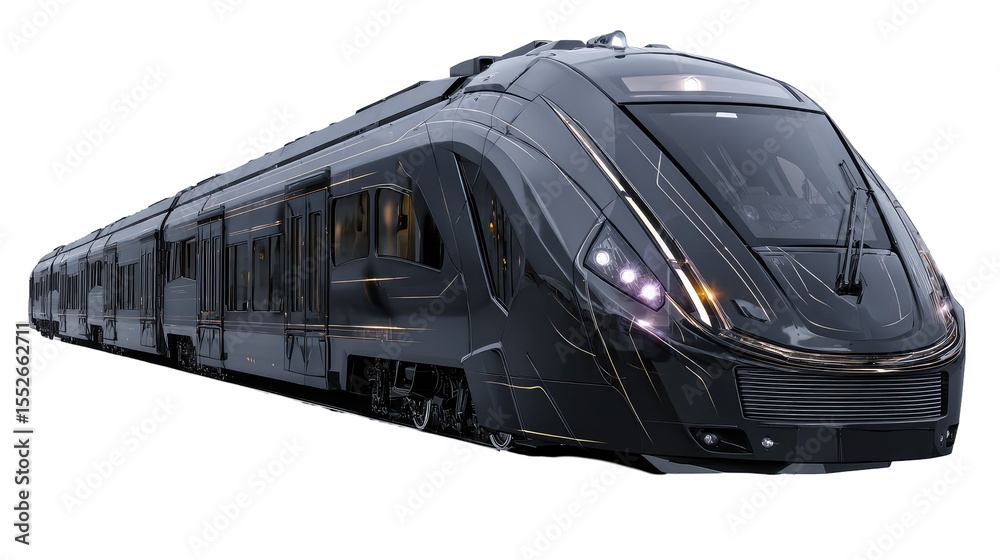 Fototapeta premium Black Modern Express Train on Premium Dark with Transparent Background