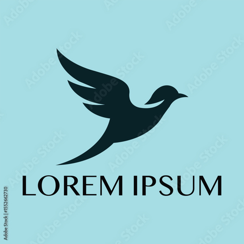 Abstract Flying Bird Logo Freedom Grace and Progress