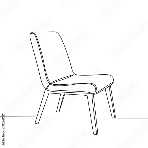 Minimalist line art of a modern chair design in black and white  