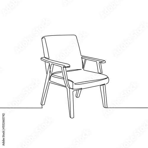 Modern armchair sketch in minimalist style on white background  